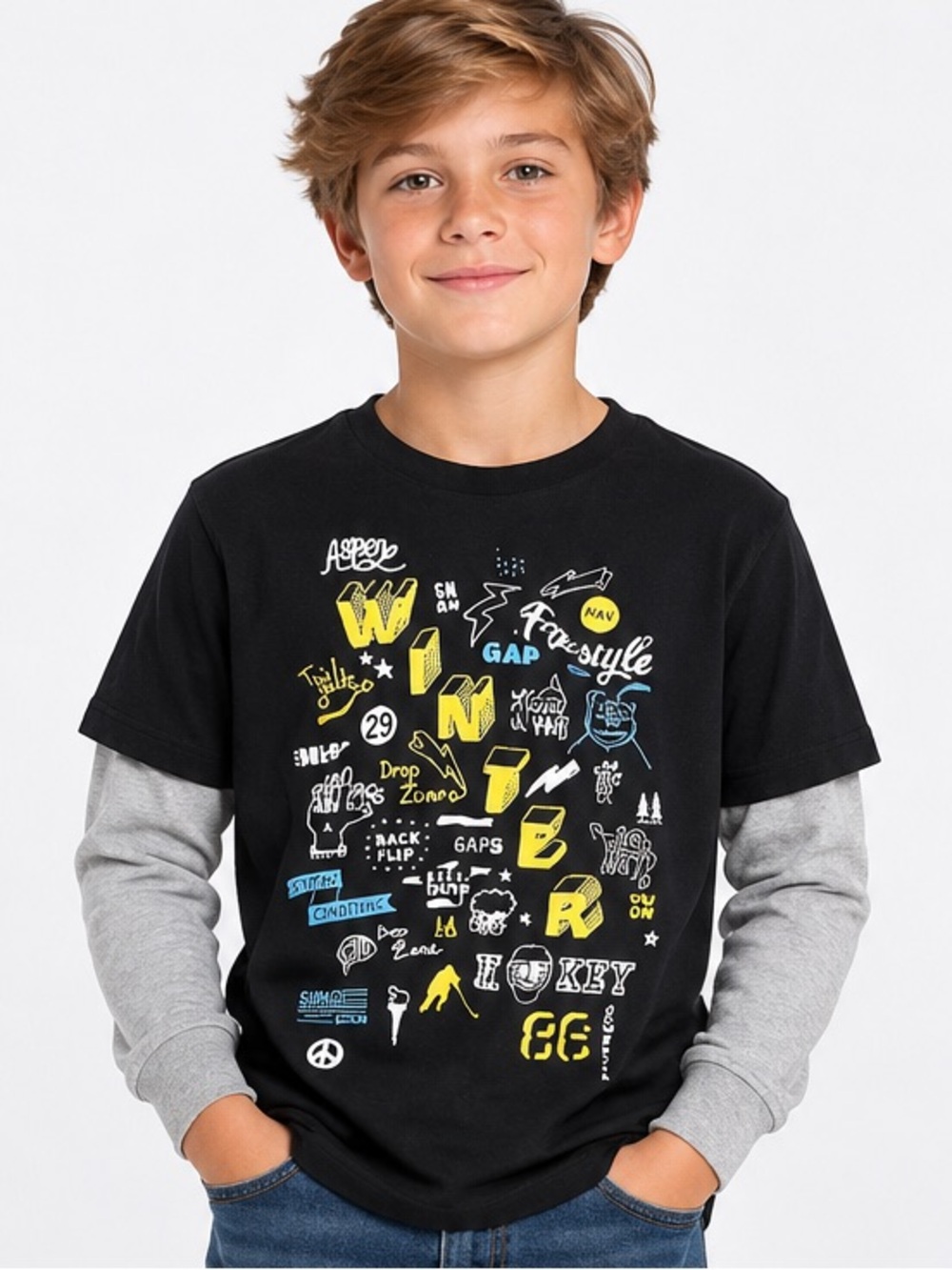 GAP KIDS Long Sleeve Graphic T-Shirt Top Cool 😎